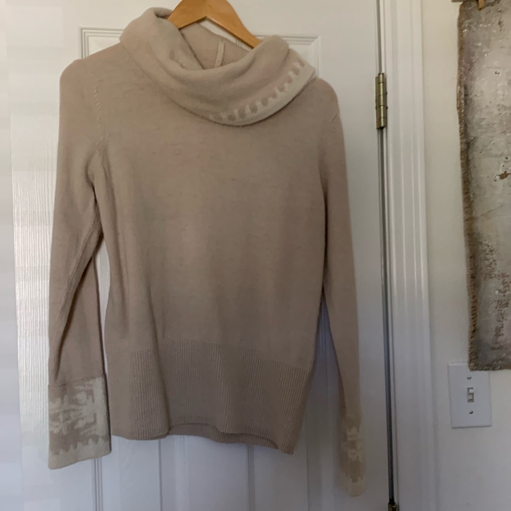 Beige Alberto makali sweater with cowl neck